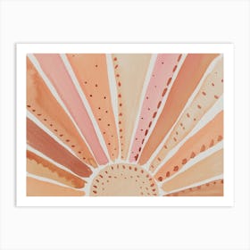 Mauve, Blush and Orange Sun, Watercolor Boho Sunset Art Print