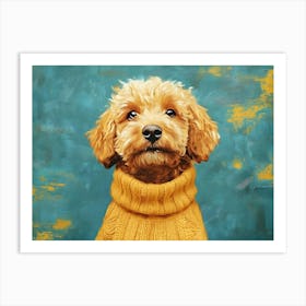 Labradoodle In Yellow Sweater Art Print