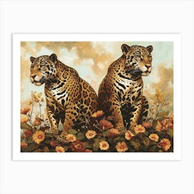 Floral Animal Illustration Jaguar 2 Art Print