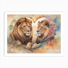 Lions In Love Art Print