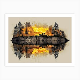 Fire In The Woods Art Print