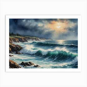 Waves of Power, Crashing Majesty Ocean Waves Art Print