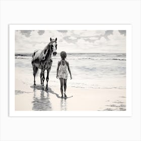 A Horse Oil Painting In Seven Mile Beach, Grand Cayman, Landscape 3 Art Print