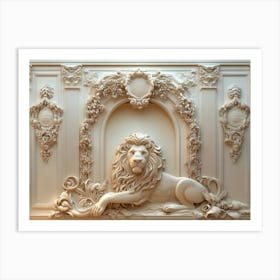 Lion On A Wall Art Print