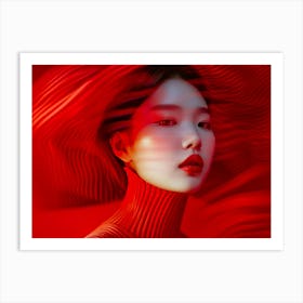 Korean Woman In Red Art Print