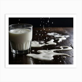 Milk Splashing On Table Art Print