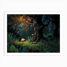 Forest At Night 1 Art Print