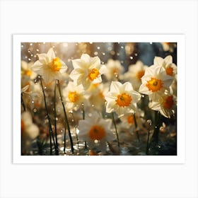 Daffodils In The Rain 1 Art Print