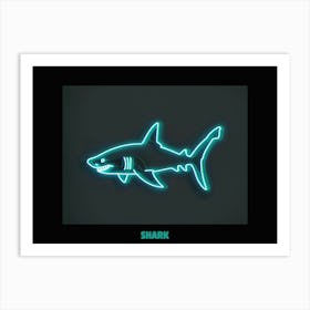 Neon Sign Inspired Shark 7 Poster Art Print