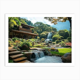 Waterfall In The Garden Art Print