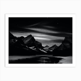 Black And White Mountain Landscape 28 Art Print