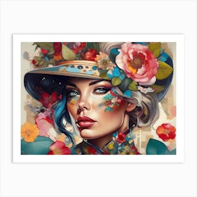 Girl With Flowers 3 Art Print