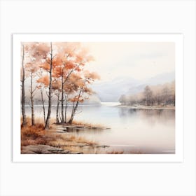 A Painting Of A Lake In Autumn 76 Art Print