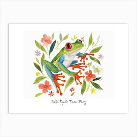 Little Floral Red Eyed Tree Frog 2 Poster Art Print