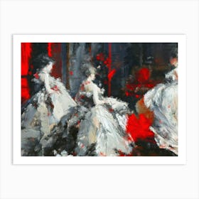 Three women at the opera 1 Art Print