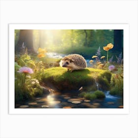 Hedgehog In The Forest Art Print