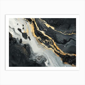 Abstract Black And Gold Painting 5 Art Print