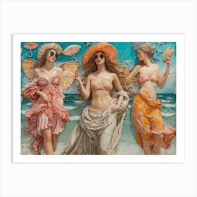 Venus in Beachside Bliss: Botticelli's Modern Revival Art Print