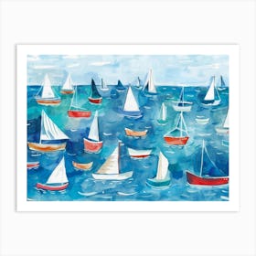 Sailboats In The Ocean 2 Art Print