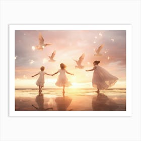 Doves Flying In The Sky Art Print