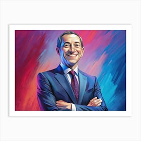 Portrait Of A Smiling Man In A Blue Suit 1 Art Print