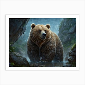 Bear In The Rain 1 Art Print