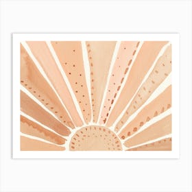 Pastel Pink Sun in Watercolor, Sunshine Art Print