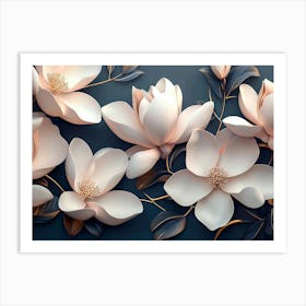 Abstract Background Of 3d Magnolia Flowers 6 Art Print