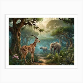 Giraffes In The Jungle Art Print