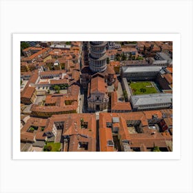 Basilica of San Gaudenzio. Traditional Italian roofs from above. Novara. Piedmont. Italy. Aerial  photography Art Print