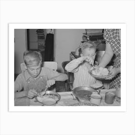 Children Of Mormon Farmer At Dinner, Box Elder County, Utah By Russell Lee Art Print