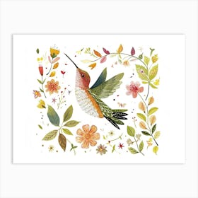 Little Floral Hummingbird 3 Art Print