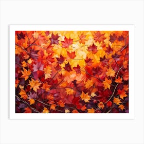 An Abstract Design Of Autumndisplaying A Group Of Maple Leaves With A Brilliant Interplay Of Leaf T Art Print