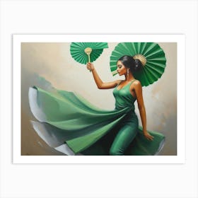 Woman In Green Art Print