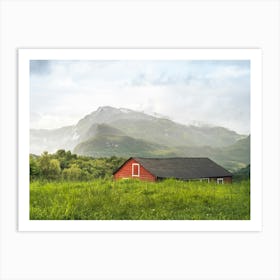 Red Barn In Norway Art Print