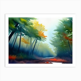 Watercolor Of A Forest 5 Art Print