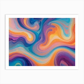 Abstract Background With Swirling, Fluid Lines In Vibrant Colors, Reminiscent Of Liquid Marble Or Oil Paint 2 Art Print