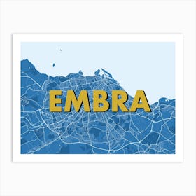 Embra Edinburgh Blue Map Art Print