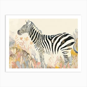 Zebras Tropical Jungle Illustration 4 Art Print