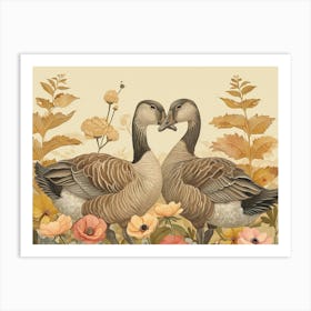 Floral Animal Illustration Goose 1 Art Print