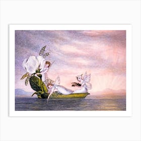 Amelia Jane Murrey "Fairies Floating Downstream in a Peapod" 1800s Victorian Fairies in HD Art Print