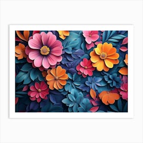 3d With Vibrant Floral Pattern Painting Art Print