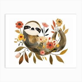 Little Floral Sloth 1 Art Print