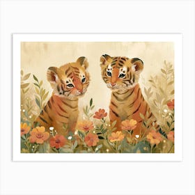 Floral Animal Illustration Tiger 3 Art Print