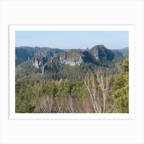 Forest and sandstone rocks in Saxon Switzerland Art Print