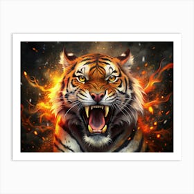 Fiery Tiger Roaring Art Print