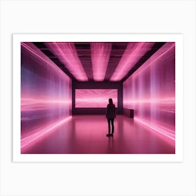 Abstract Image Of A Swirling, Fluid Pattern In A Vibrant Pink Hue With A Hint Of Iridescent Colors Art Print