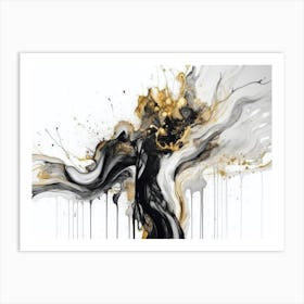 Gold And Black Abstract Painting 1 Art Print