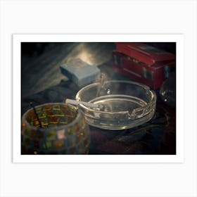 Lit Cigarette In A Glass Ashtray Art Print