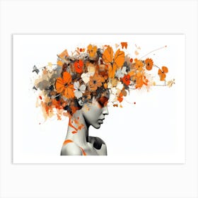 Portrait Of A Woman With Flowers 3 Art Print